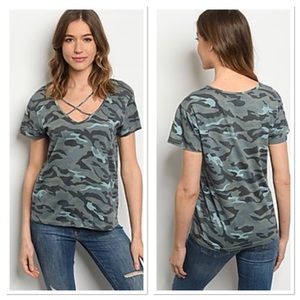 Teal Camouflage Top